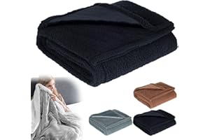 LINZONG The Waterproof Blanket, Love Blankets for Couples Waterproof, Double-Sided Fluffy Soft Cozy Waterproof Blanket, Fleece Blanket for Furniture Protector, Pet Blanket for Dog Cat (M:100 * 145CM, Black)