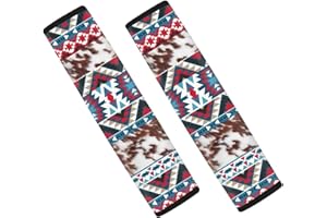 Coloranimal Brown Western Africa Cow Cowhide Universal Car Safety Seat Belt Pads Backpack Shoulder Pads Seatbelt Protector Cover (2 Pack)