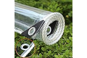 SH000AD 365g/m² Heavy Duty Waterproof PVC Transparent Tarpaulin Poly Clear Vinyl Tarp Cover,0.35mm Clear Awning Canopy Patio Enclosure,Anti-Aging Insulation Soft Glass Tarpaulin (2.3x3m(7.5x9.8ft))