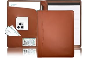 TWINFALCONS Portfolio en Cuir PU A4 Porte Documents Pratique Porte Bloc Leather Organisateur Multi-poches avec tablette magazine stylos pour Bureau Agenda Conférence Cadeau Femme