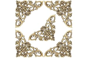 12 Stück Eckenschutz, Antik-Optik, Metall, hohl, Ecken für Buch, Sammelalbum, Schmuck, Holzbox (groß)