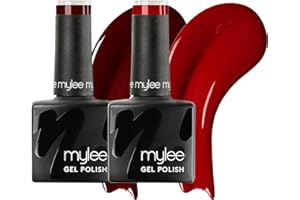Mylee Gel Nail Polish Duo 2x8ml [Red Statement] - UV/LED Soak-Off Nail Art Manicure Pedicure for Professional, Salon & Home Use - Long Lasting & Easy to Apply, Vegan & Cruelty Free