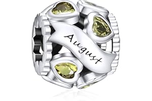 NINGAN Abalorio de plata de ley 925 con piedra natal para pulseras y collares con circonita cúbica 5A, cumpleaños, día de la madre, regalos de joyería para mujeres y niñas