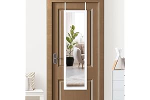 Americanflat Over the Door Mirror Full Length in White - Full Body Mirror for Bedroom, Bathroom, Dorm - Full Length Mirror with Hanger and Shatter-Resistant Glass - 38x130 cm