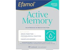 Efamol Active Memory - 30 Fish Oil Capsules | Fish Oil Omega 3 Brain Supplement & Gingko Biloba Memory Support Capsules | DHA Supports Normal Brain Function | Cognitive Function Maintenance