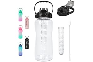 Qidordour 2.2 Litre Motivational Water Bottle with Straw and Filter (Clear)
