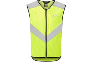 JDC Motorcycle Hi Vis Vest High Visibility Zipped Safety Reflective Yellow - Axis - L