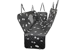 Avont Mata ochronna dla psa, na tylne siedzenie samochodowe, z osłoną boczną i okienkiem, mata ochronna na tylne siedzenie samochodowe, wodoszczelna i antypoślizgowa, Psi