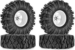INJORA 1.9 Schlamm Reifen Sat Offset -8.9mm Beadlock Felge für 1/10 RC Crawler Auto Axial SCX10 90046 UTB18 TRX4,Weiß