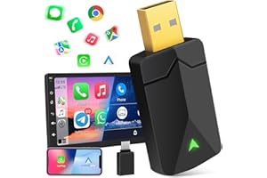 AOUQEE Adaptador Inalámbrico 2 en 1 para CarPlay y Android Auto, Convierte Conexión por Cable a Inalámbrica, Fácil de Conectar y Usar, USB C/A, Mini y Estable, Compatible con iOS 10+ y Android 11+