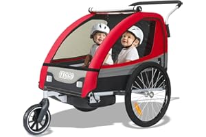 Tiggo T2 Remorque pour Enfants Remorque de vélo 2 en 1 Poussette Jogger Buggy 360° Roue Avant