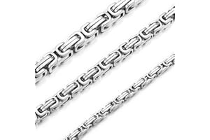 RWQIAN Herren Königskette Kette Männer Wikinger Halskette Byzantinische Plattenkette Edelstahl Silber/Schwarz/Gold 50-70CM