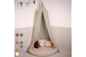 ‎LILIMAUS lilimaus Baldachin Kinderzimmer [in 12 Farben] - Betthimmel aus 100% Baumwolle Musselin Handmade für Mädchen & Jungen - Babybett Himmel als Babyzimmer Deko - Vorhang für Kinderbett, Kuschelecke