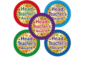 PRIMARY TEACHING SERVICES LTD 175 Metallic Shiny Mixed Head Teacher's Award Childrens Pupils Motivational Reward Stickers 37mm Primary Teaching Services