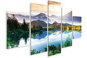 islandburner Tableau sur toile Lac Fantastique Journée Ensoleillée Montagne Cadre Affiche Poster Murale Tableaux