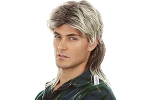 ALLAURA Compatible with George Michael Mullet Wig – Blonde Mullet Wig for Men – 70s 80s Costume Hairpiece for Joe Dirt, Fancy Dress, Cosplay, Retro Parties, Men's Halloween Costumes 2025, Rocker Look