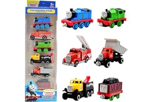 SIMMPU 6pcs Train Car Toys,Engine Train Alloy Car Model Cake Topper Cake Decoration Thoma-s Mini Race Cars Train Figure Set For Kids,Mini Play Vehicle Car Children Birthday Party Gift for Boys Girls