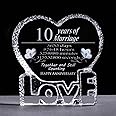 Movdyka 10 Years Wedding Anniversary Presents for Couple Women Her 10th Anniversary Keepsake Gifts for Wife Husband Crystal Love Heart Ornament