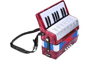 CUQUE Bass Piano Accordion, 17 Key Bass Piano ABS Musical Instrument for Beginners for Students(red)