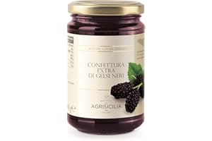 Agrisicilia Confettura extra di Gelsi Neri lavorazione artigianale dal sapore intenso vasetto da 360 grammi ottima per colazione e merenda