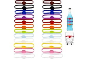 Cozevdnt 24 Stück Glasmarkierer Silikon,Glas Markierung, Weinglasmarkierer für Tassen, Trinkglas, Weingläser, Sektgläser, Getränkegläser usw(12 Farben)