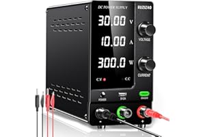 RUZIZAO DC Power Supply Variable, 30V 10A Adjustable Switching Regulated Power Supply with Encoder Adjustment Knob, Lab Bench Power Supply Output Button 5V/2A USB Interface Battery Charge/Repair/Test