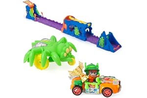 T-Racers Spider Attack – Pista araña para Coches de Carrera. El desafío del Ataque de la araña. Pista de Coches de Juguete. Incluye 1 piloto y 1 vehículo exclusivos