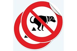 Pubblimania 2 pegatinas redondas prohibidas caca perro 20 x 20 cm, etiquetas adhesivas suaves, impermeables y lavables (prohibición de caca de perros)
