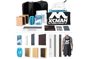 XCMAN Kit Completo de afinado y Encerado de esquís y Snowboard con Plancha de Encerado, Cera Universal, afinador de Cantos, Cepillo, rascador de Cera, Ptex