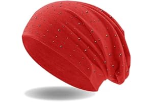 Hatstar Damen Beanie Mütze | mit edler Nieten Applikation | Mädchen Mütze | elastisches Slouch Long Beanie | leicht und weich