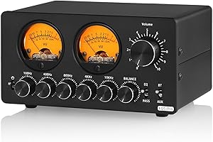 NOBSOUND Douk Audio Mini préamplificateur EQ Bluetooth 5 Bandes pour Haut-parleurs/amplificateurs avec VU Meter (EQ5 Pro)