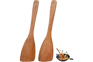 2 stycken stekspade träset, 33 cm träspatel för matlagning långt handtag