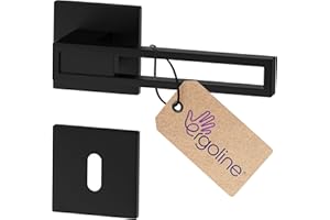 ERGO line Design moderne, poignée de porte noire TOMMY, pour portes d'intérieur à clé, la silhouette ultra-fine, poignée carrée noire mate, garnitures de porte, poignée