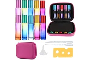 FERRY PIER Roll On Vuoto Con Borsa- 10ml Bottiglie Flaconcini Vuoti Per Oli Essenziali,Profumi, Liquidi, Vuote in Vetro, Boccette con Sfera in Acciaio Inossidabile Tea Tree oil (Rosa)