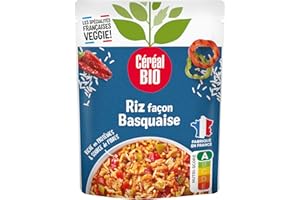 Céréal Bio Riz Bio, Poivrons, Tomates, Piment d’Espelette – Plat Cuisiné Bio Individuel, Micro-Ondable, Prêt à Réchauffer – 260g