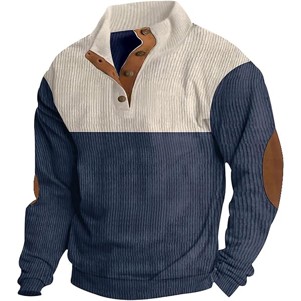 Hisir Heren Corduroy Sweatshirts met Henley Hals, Drukknopen, Opstaande Kraag, Lange Mouwen, Winter Tops, Zwart, S Hisir Heren Corduroy Sweatshirts met Henley Hals, Drukknopen, Opstaande Kraag, Lange Mouwen, Winter Tops, Zwart, S