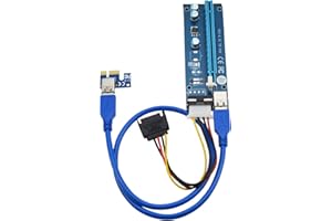 ADWITS 6 Pack | PCIe x1 a x16 Tarjeta adaptadora Vertical con Cable de Alta Velocidad USB 3.0 de 60CM, Cable de alimentación de 4 Pines SATA a Molex, Ethereum Mining Eth Miner Rig Cable, GPU Riser Adaptor