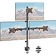 ELIVED Triple Monitor Arm, 806mm Tall Pole Triple Monitor Arm Desk Mount for Most 17-32 Inch Monitors with VESA 75/100mm up to 8KG, with C-Clamp & Grommet Base, Monitor Stand for 3 Monitors EV4013