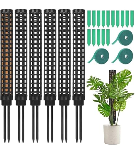 Pali Di Muschio Artificiale Per Piante - 8 Pezzi Impilabili Da 60 Cm, Con Picchetti E Fascette - Foto 5