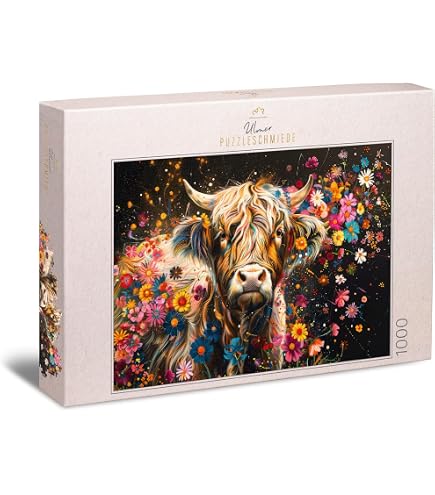 Ulmer Puzzleschmiede – Puzzle 1000 Pièces Chouette Colorée – Portrait Artistique Sur Fond Abstrait – Fabriqué En Allemagne