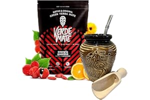 THE YERBA PROJECT Verde Mate Energy Guarana Yerba Mate Tea Set | Natural Strong Energy Drink | Mate Tea Complete Set | Begginer's Kit | Yerba Mate Guarana Booster 500g|Ceramic Bird Cup Gourd 300ml|Stainless Bombilla
