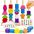 Cubelelo Drift (5 Column) Sort & Stack Puzzle with Lacing Thread & 8 Double-Sided Flash Cards | Montessori-Inspired Shape & Color Learning Educational Blocks Toy for Kids, Set Of 1