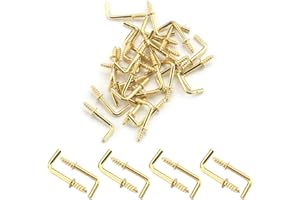 MroMax Lot de 40 crochets à vis auto-taraudeurs en forme de L plaqués cuivre 25 mm de long pour la maison, le travail, le bureau, ton doré