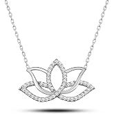 NEREZE 925 Ayar G&uuml;m&uuml;ş Rodyumlu Lotus &Ccedil;i&ccedil;eği Kolye