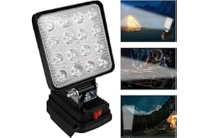 Nizirioo - Faretto a LED per esterni, con batteria a LED, 18 V, con 16 lampadine, lampada da lavoro portatile, per cantieri, campeggio, officine