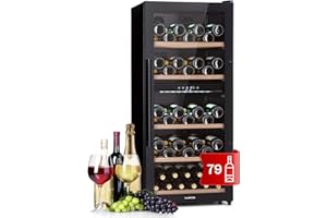 Klarstein Cantinetta Vino, Cantinetta Vino Refrigerata a Zona Doppia per Interno/Esterni, Frigo Bar, Cantina Vino con Vetrina, Mini Bar con Protezione UV, Frigo Vino Touch, 5-18°C, 79 Bottiglie
