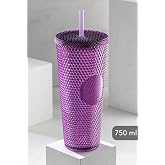 Efe Mark Kristal Desen 750 ml Pipetli Soğuk İ&ccedil;ecek/Kahve Bardağı Mor