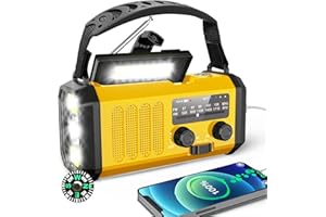 10000mAh Kurbelradio mit Handyladefunktion, BIAOQINBO AM/FM Solar Radio 3 Lademethoden 6 in 1 Tragbares Notfallradio, Abnehmbarer Tragegriff, SOS, LED-Taschenlampe für Outdoor, Notfall
