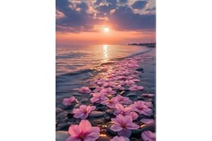 Fumupe Paysage Diamond Painting Adulte, 5D Diamond Painting Mer, Broderie Diamant Kit Complet, DIY Peinture Diamant Strass Point de Croix Cristal Painting pour Murale Décoration 30x40cm