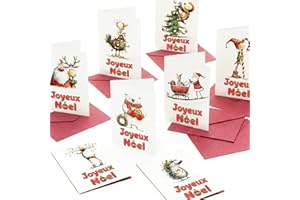 Bear and Bee Lot de 30 cartes de Noël A6 françaises avec enveloppes rouges - Cartes festives pour vos vœux de fin d'année